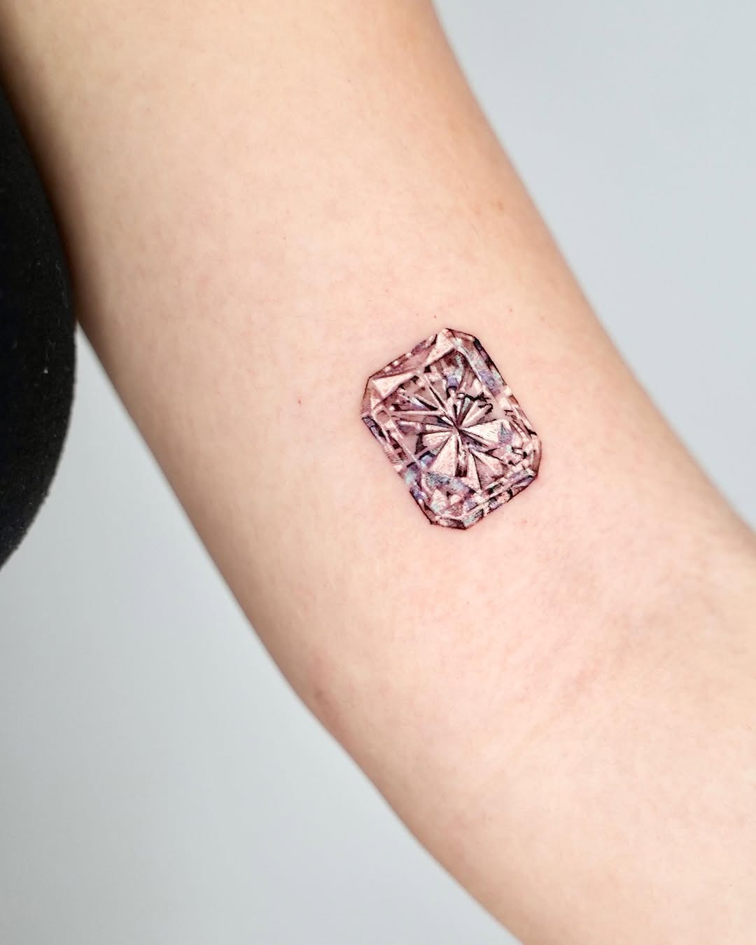 Stunning pink diamond tattoo design on skin Tattoo Design