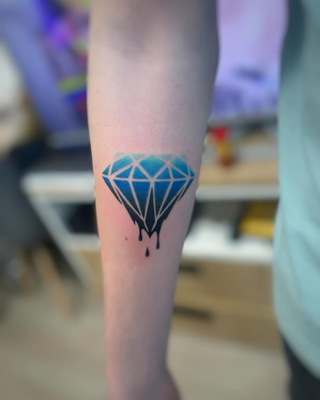 Stylish diamond tattoo with unique drip effect Tattoo Design