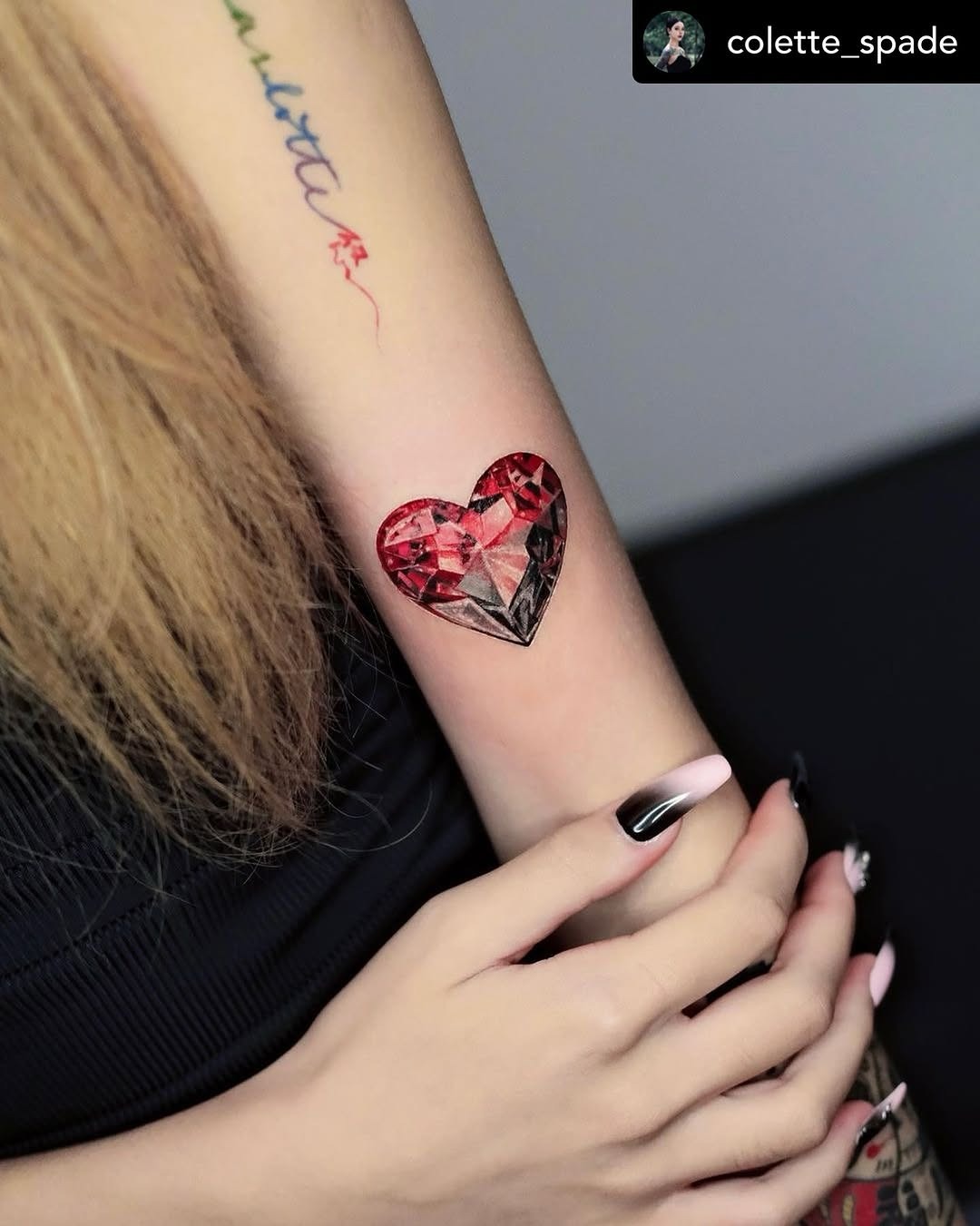 Vibrant Heart-Shaped Diamond Tattoo Design Tattoo Design