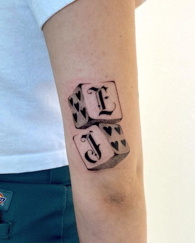 Bright Red Realistic Dice Tattoo Design