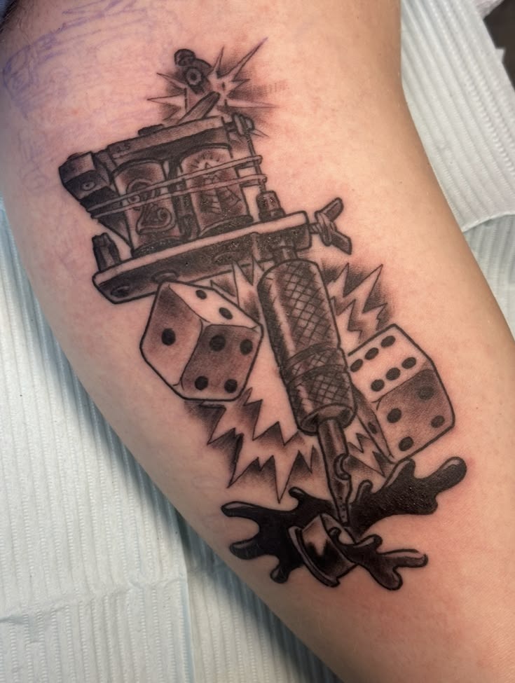 Cherry Dice Fine Line Tattoo Tattoo Design