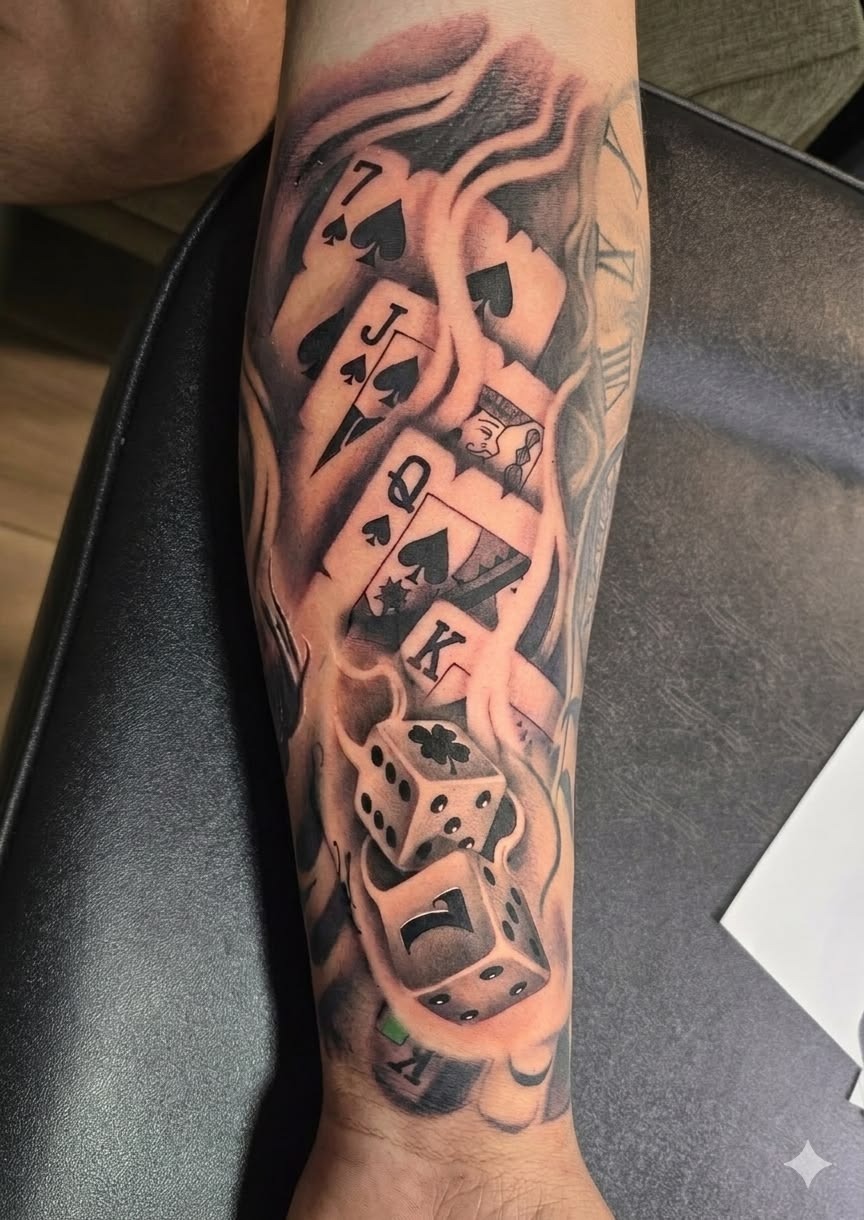 Classic Shaded Pair of Dice Tattoo Design