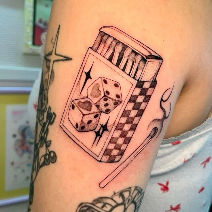 Gambling Cards and Dice Forearm Tattoo Tattoo Design