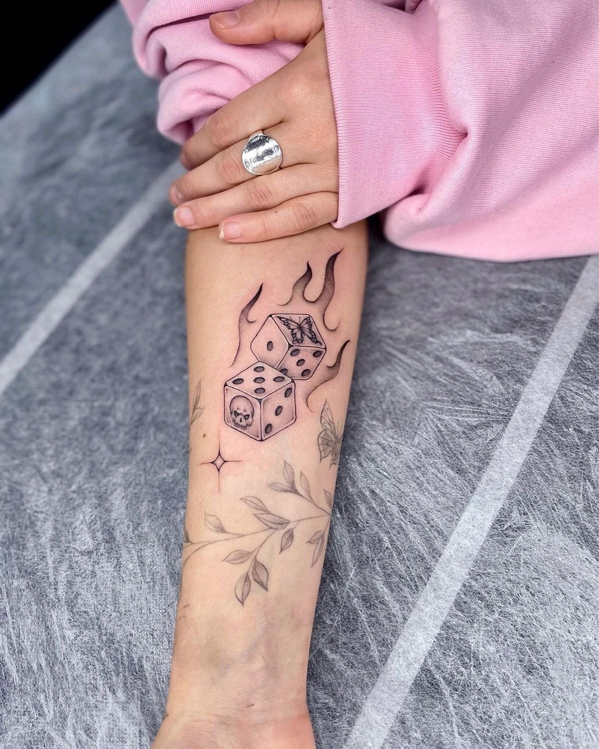Red Flame Dice Tattoo Tattoo Design