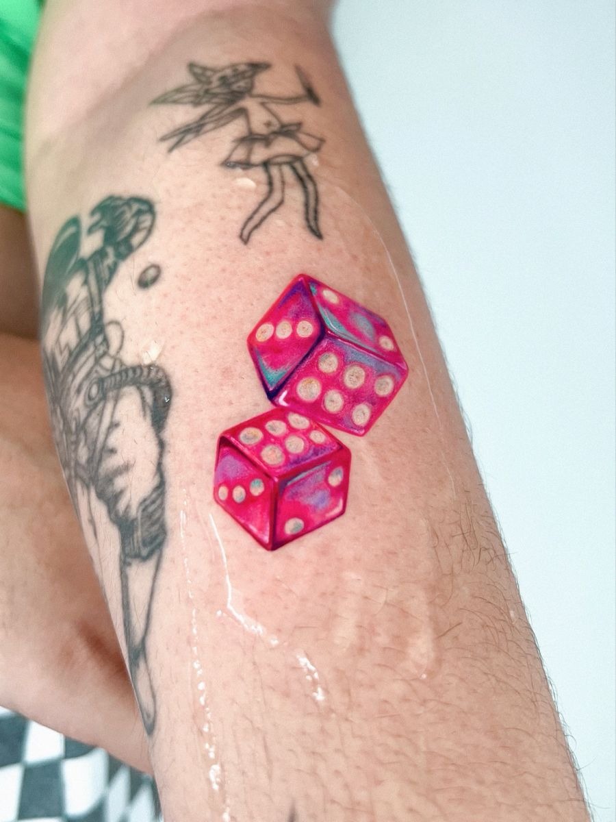 Soft Black and Gray Dice Pair Tattoo Design