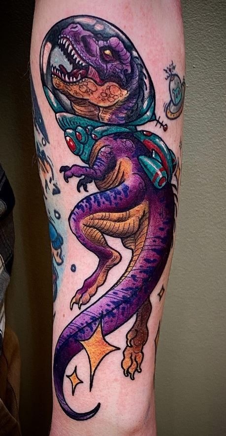 Dinosaur Astronaut Space Tattoo Tattoo Design
