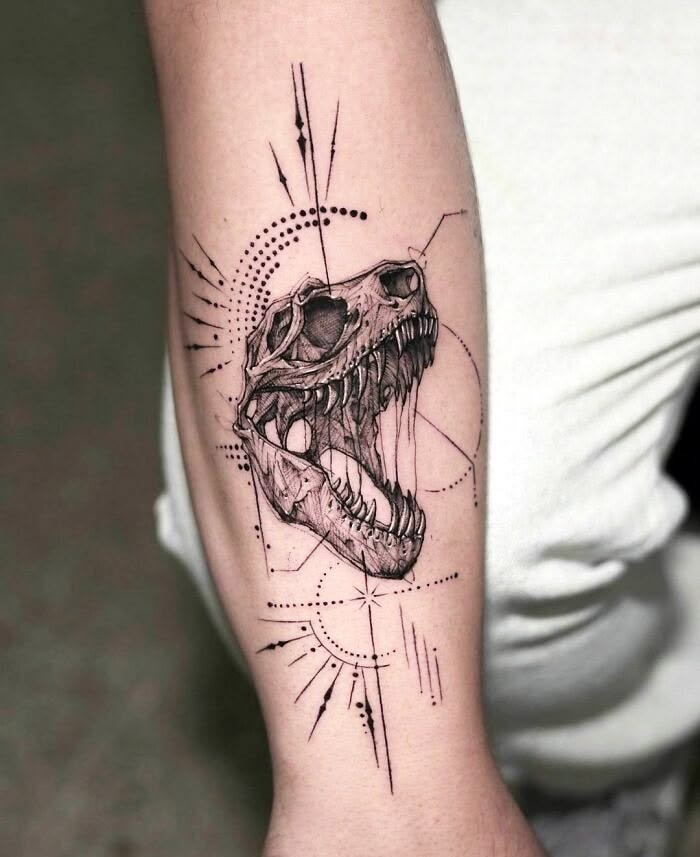 Geometric T-Rex Skull Tattoo Tattoo Design