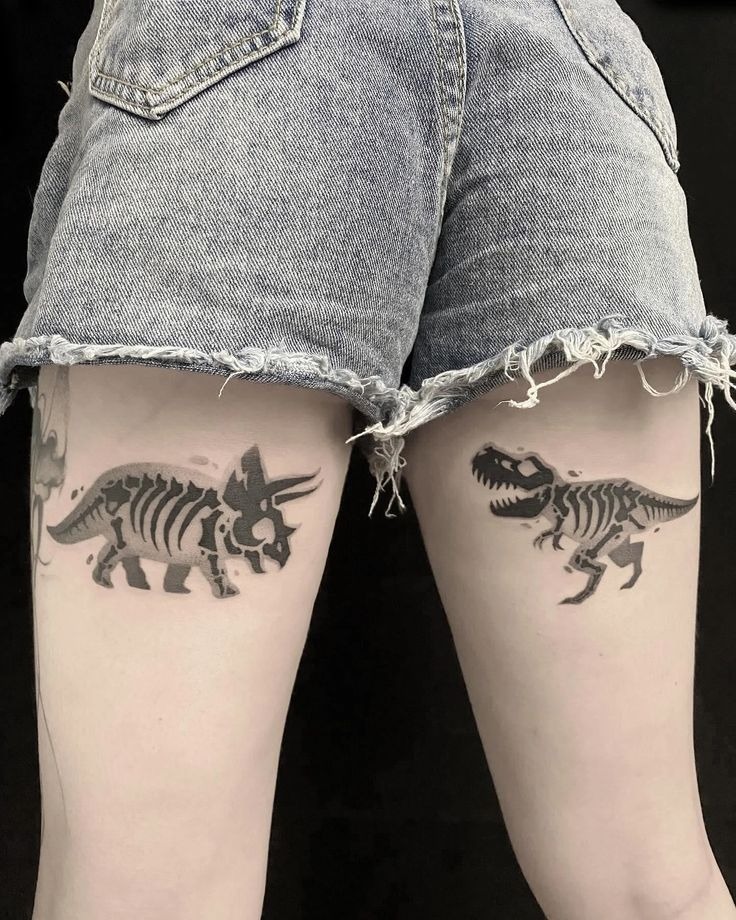 Matching Dinosaur Skeleton Tattoos Tattoo Design
