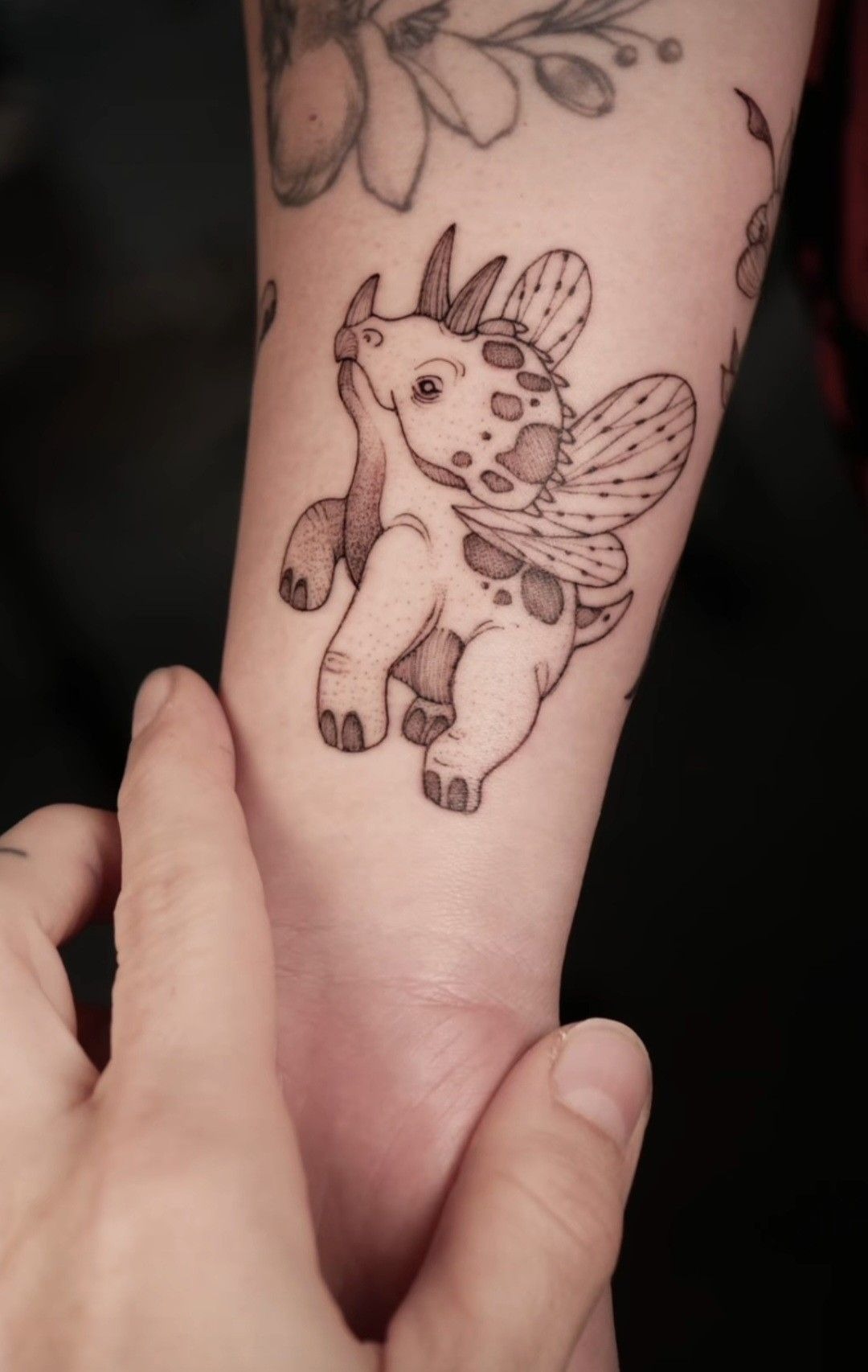 Winged Baby Triceratops Tattoo Tattoo Design