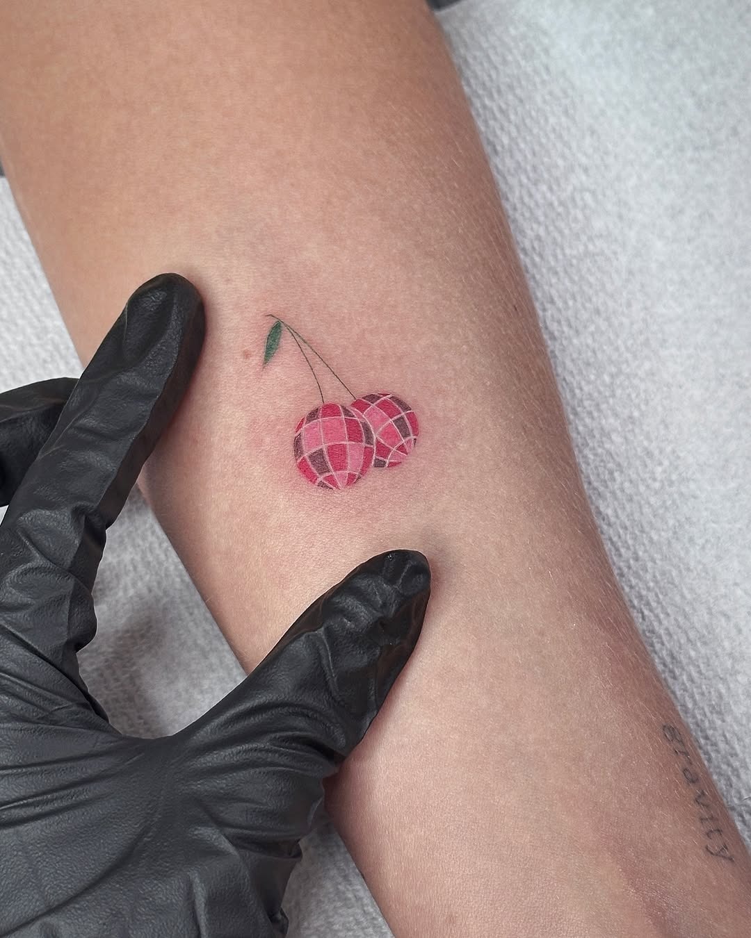 Charming disco ball cherry tattoo design Tattoo Design