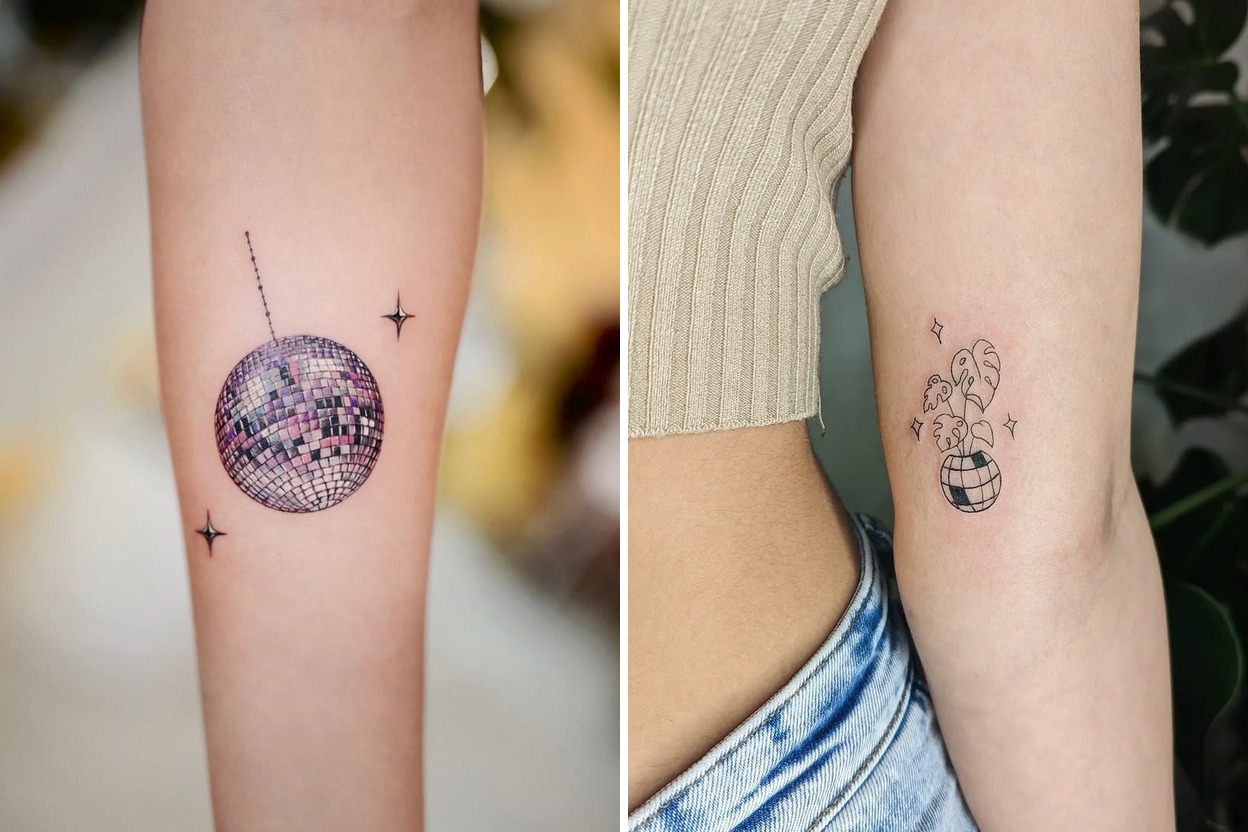 37+ Disco Ball Tattoo Ideas & Inspiration Featured Lookbook Collage