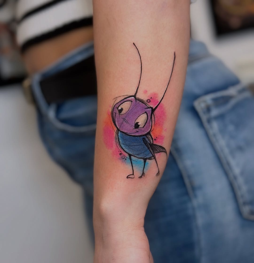 This playful cricket tattoo captures the spirit of fun and adventure.