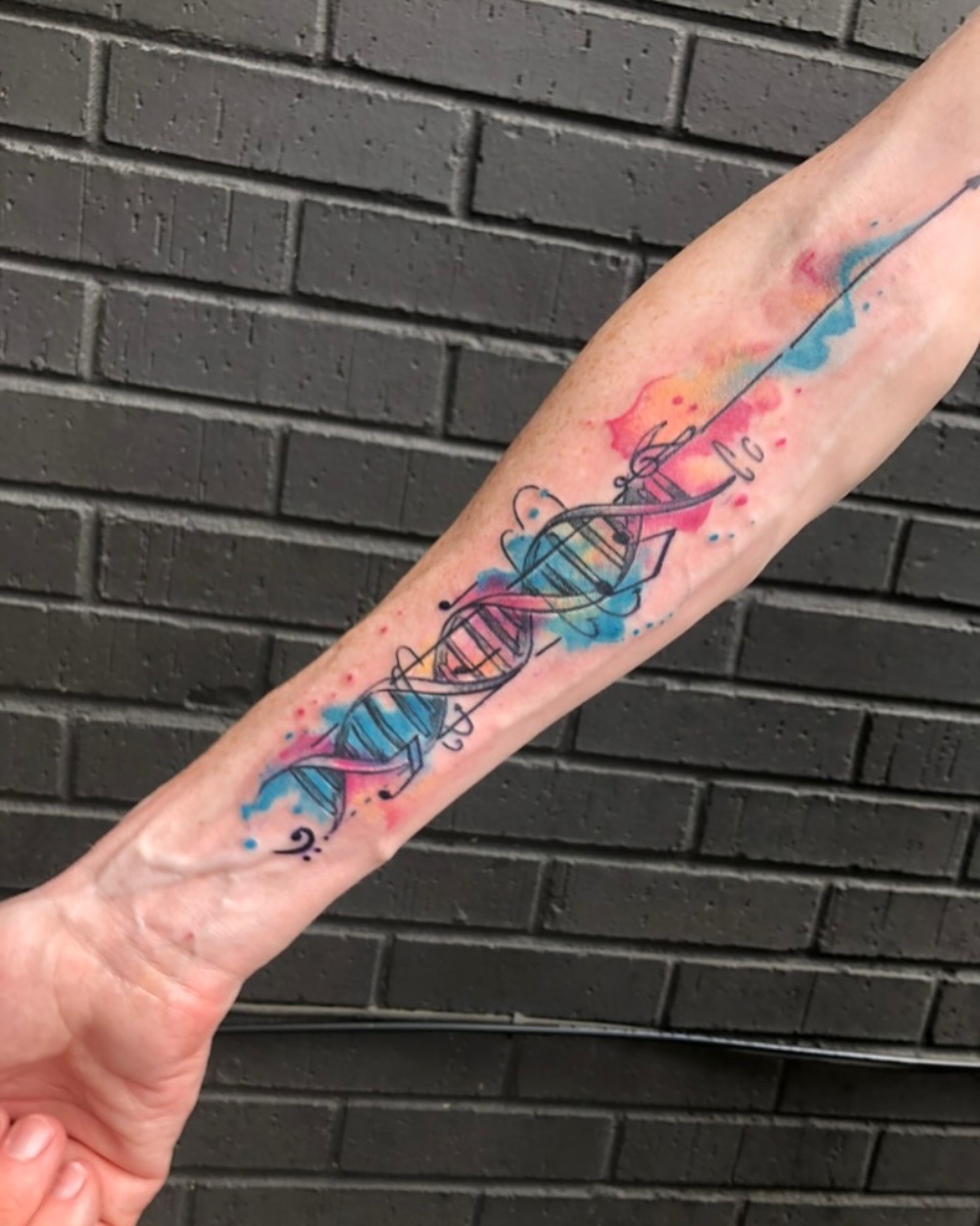 This DNA tattoo showcases a artistic twist on genomics.