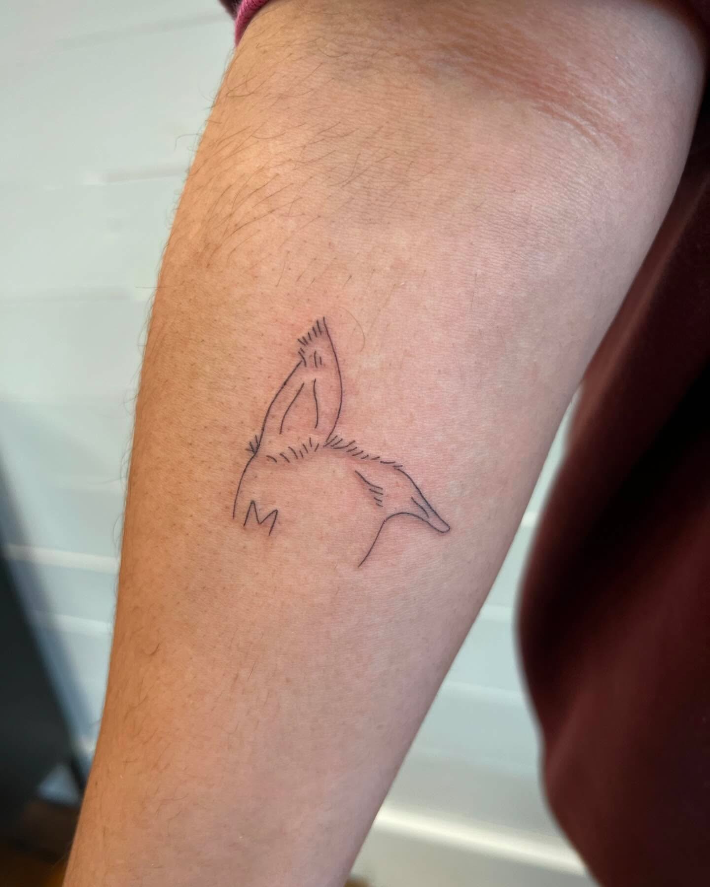 Dog Ear and Initial Tattoo Tattoo Design