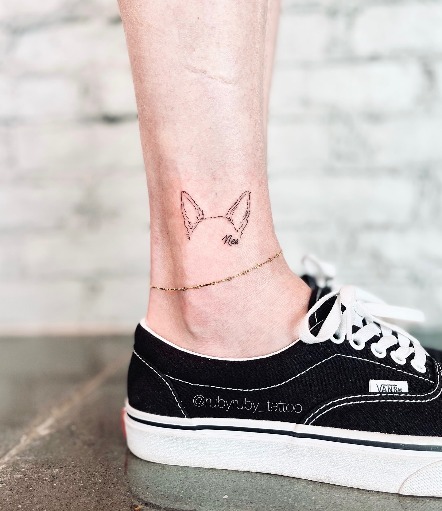 Dog Ear Tattoo With Pet Name Tattoo Design
