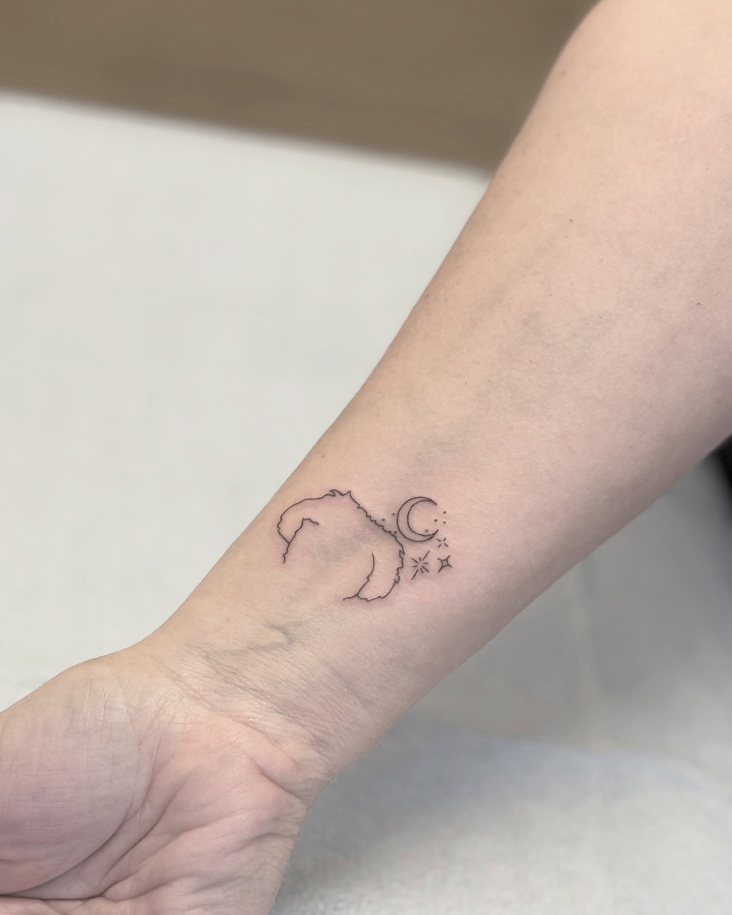 Moon and Stars Dog Ear Tattoo Tattoo Design