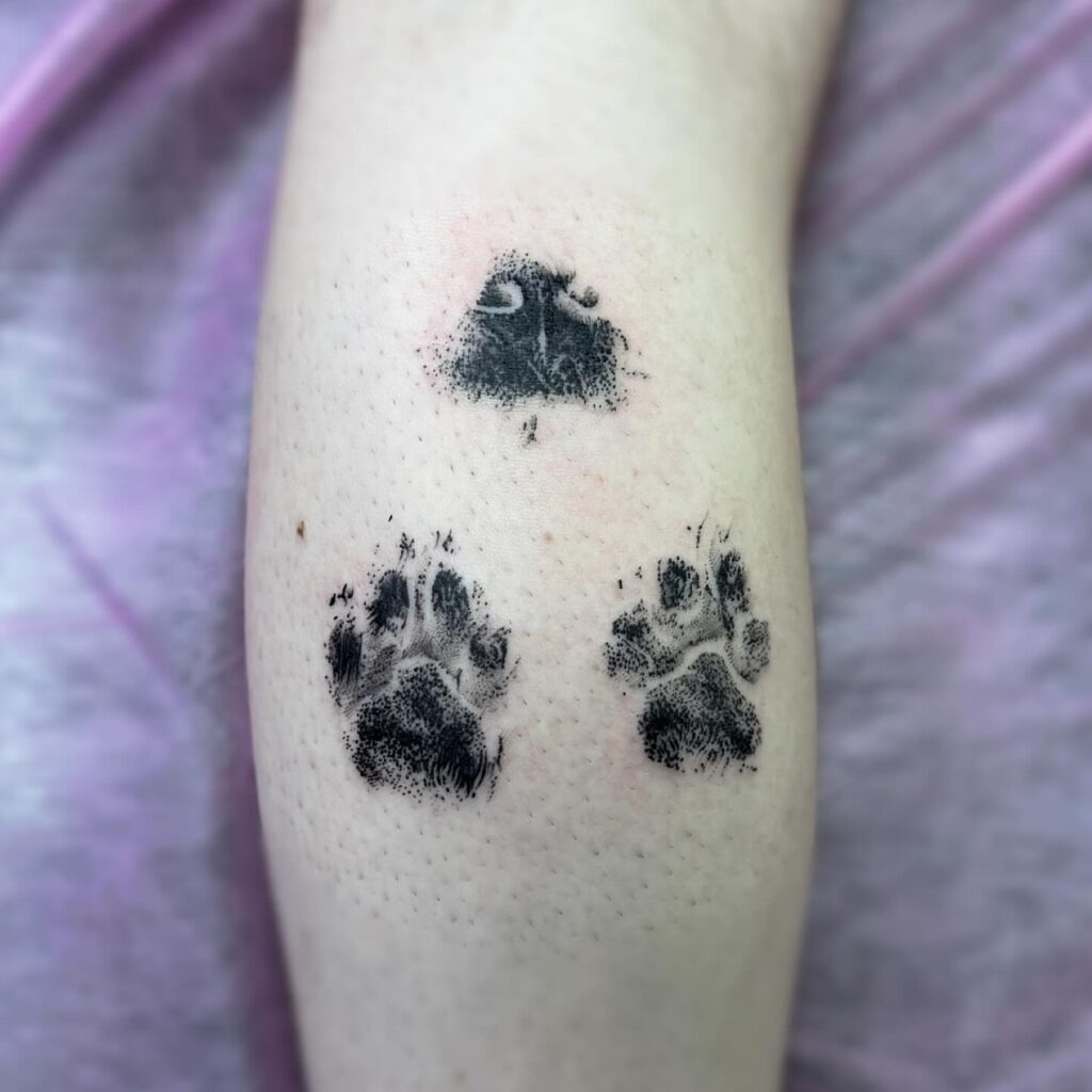 Detailed Dog Portrait Tattoo with Name Tattoo Design