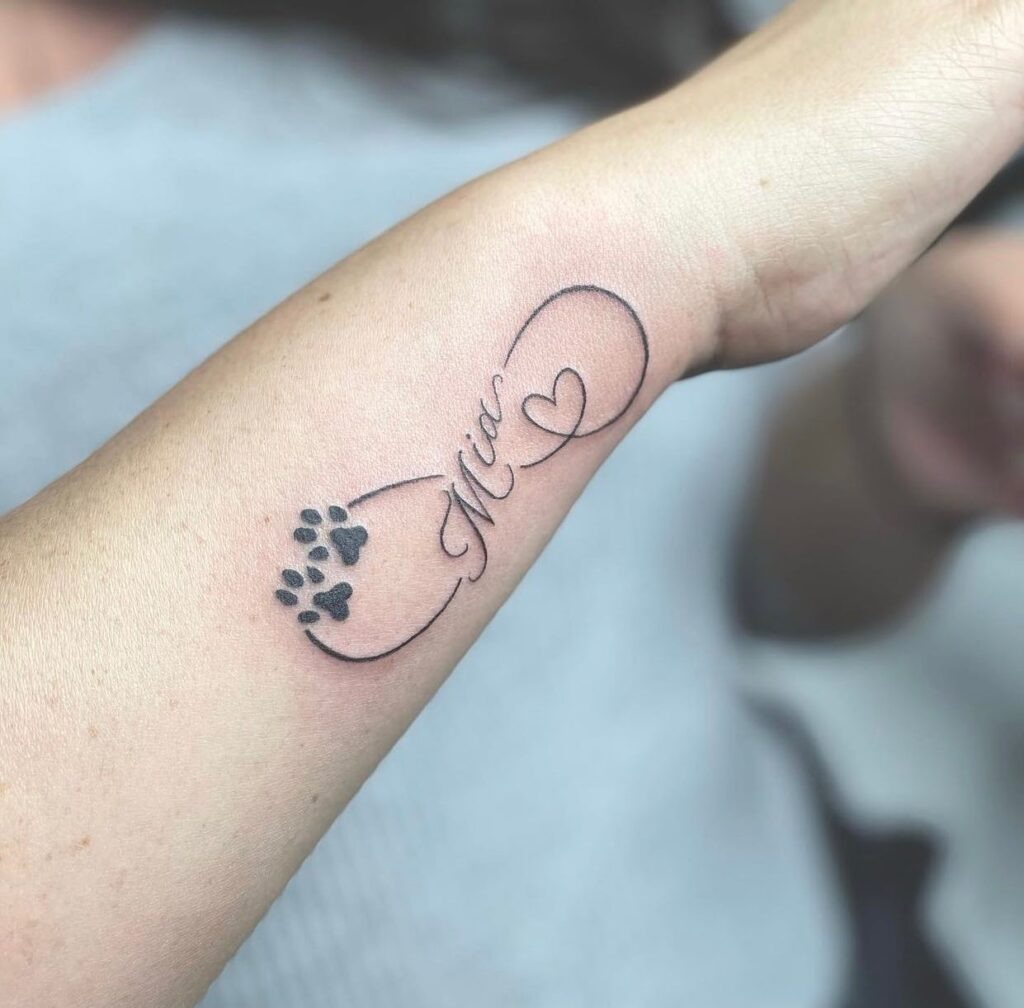 Dog Portrait within Paw Print Tattoo Tattoo Design