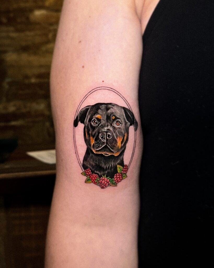 Dog Silhouette with Rainbow Bridge Tattoo Tattoo Design