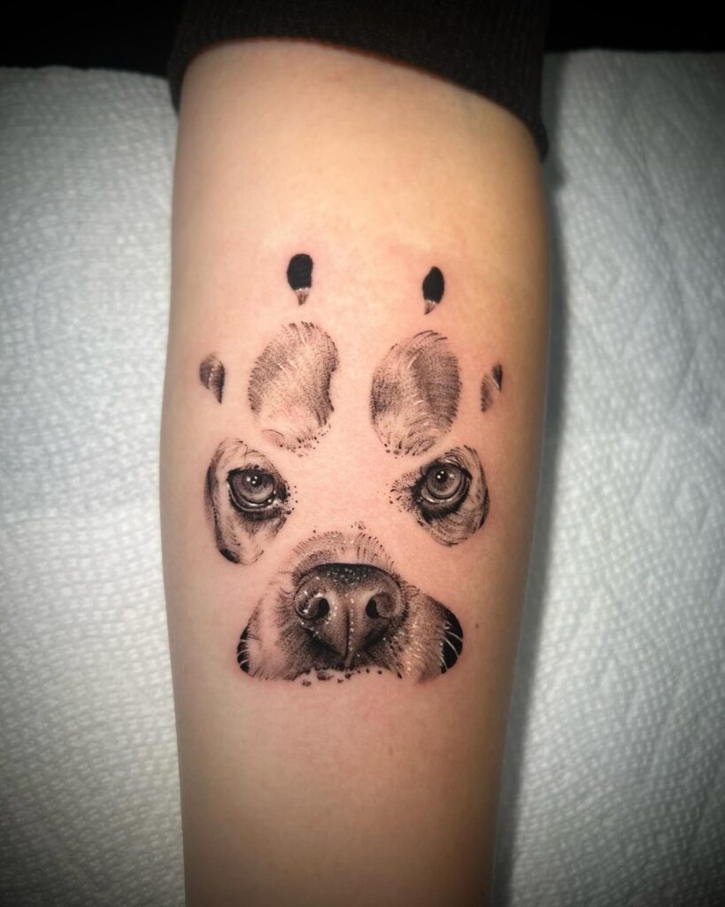 Minimalist Dog Line Art with Heart Tattoo Tattoo Design
