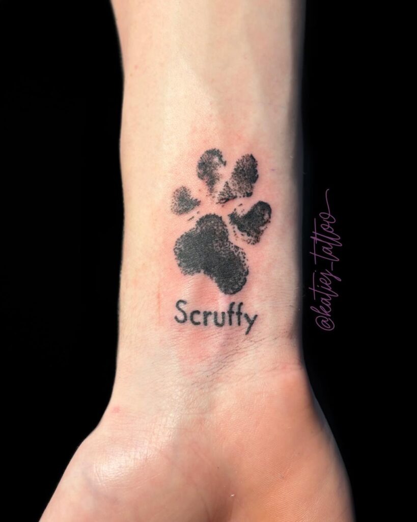 Minimalist Dog Profiles with Heart Balloon Tattoo Tattoo Design