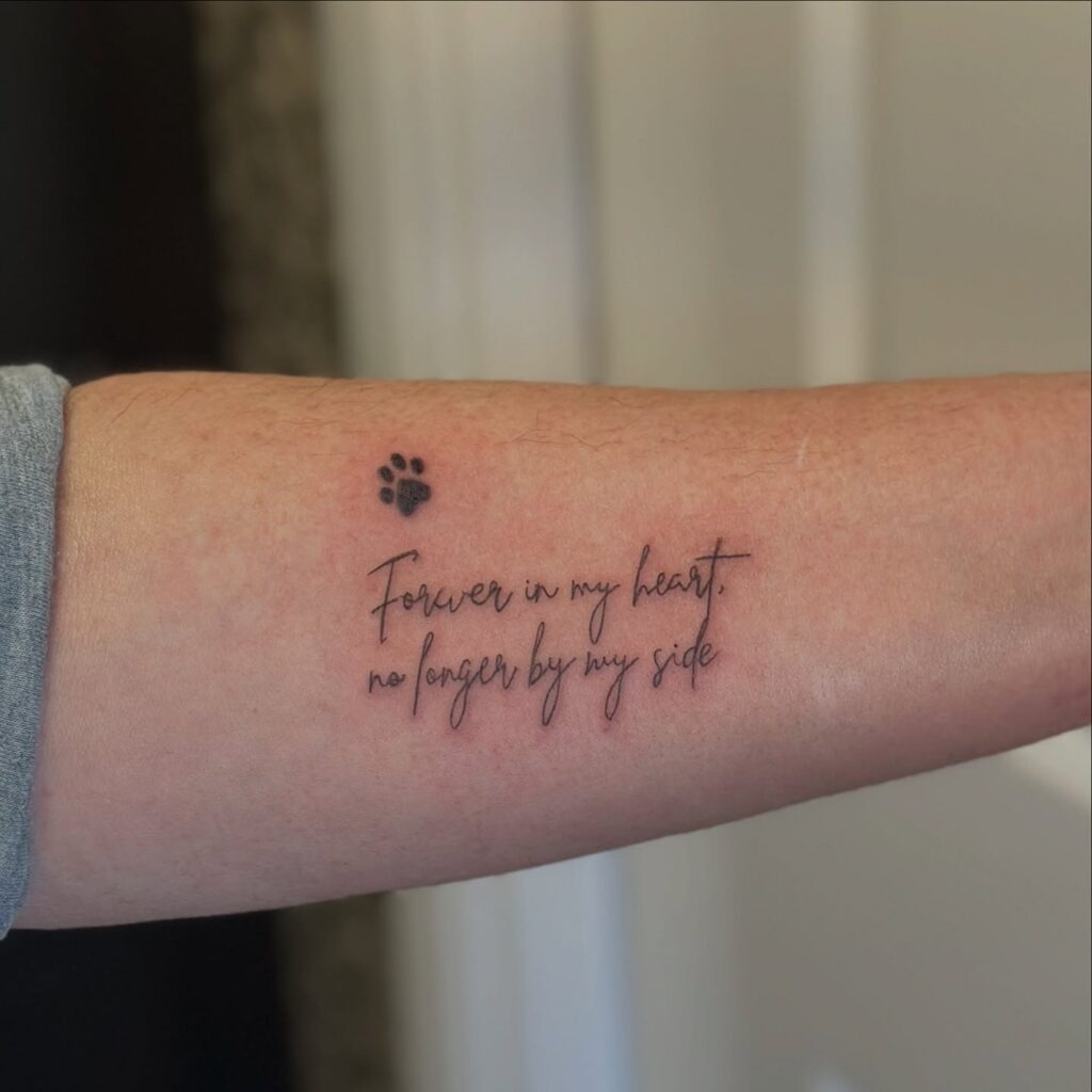Paw Print with Memorial Quote Tattoo Tattoo Design