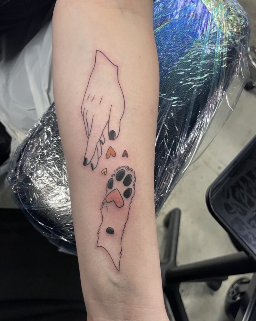 Realistic Paw Print with Name Tattoo Tattoo Design