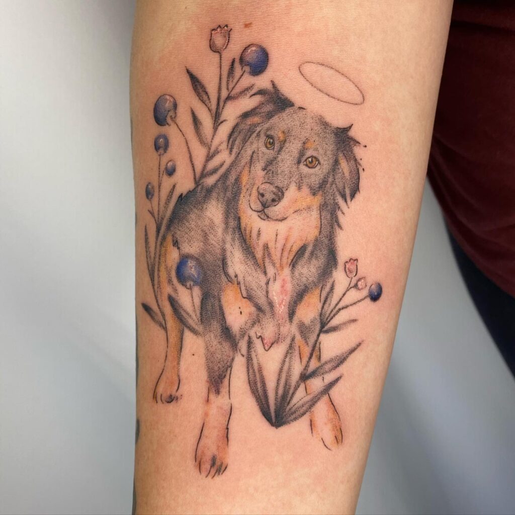 Watercolor Paw Print with Name Tattoo Tattoo Design