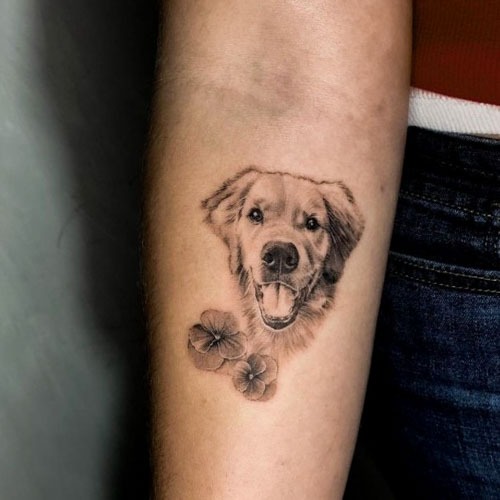 Dog with Heart and Name Tattoo Design