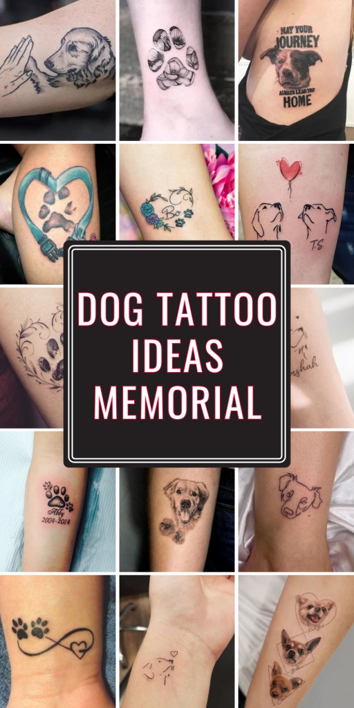 Floral Heart with Paw Prints Tattoo Design
