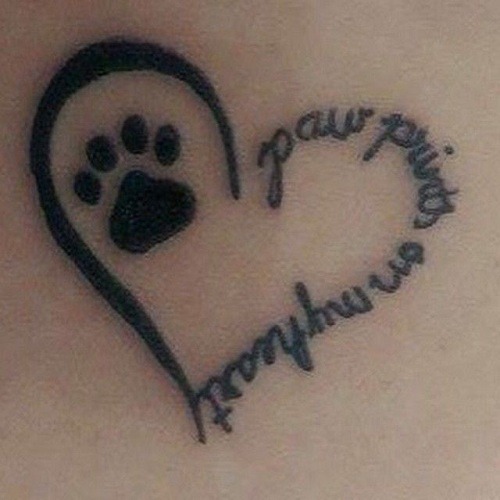 Minimalist Dog and Heart Tattoo Design