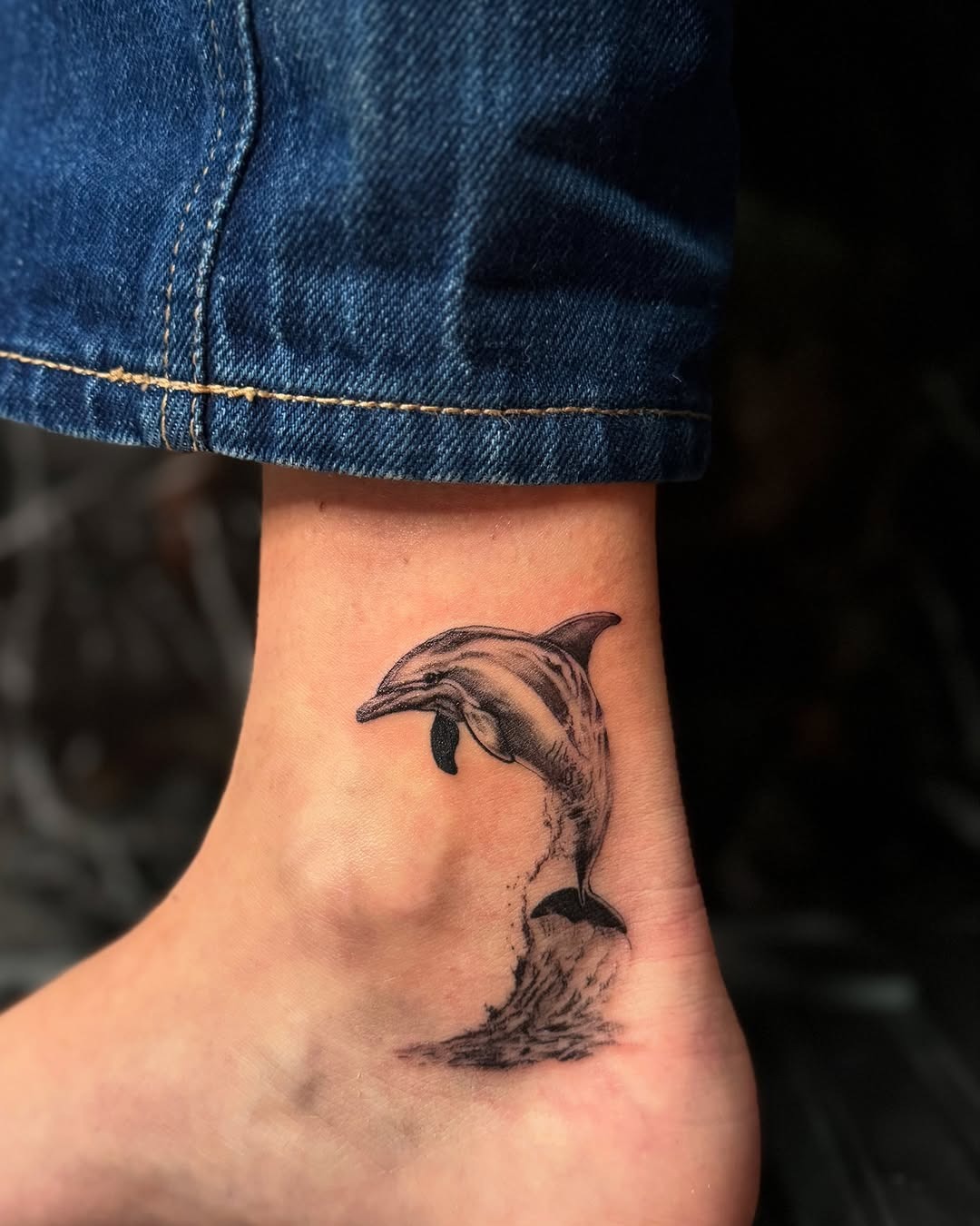 A vibrant dolphin with a sunflower tattoo Tattoo Design