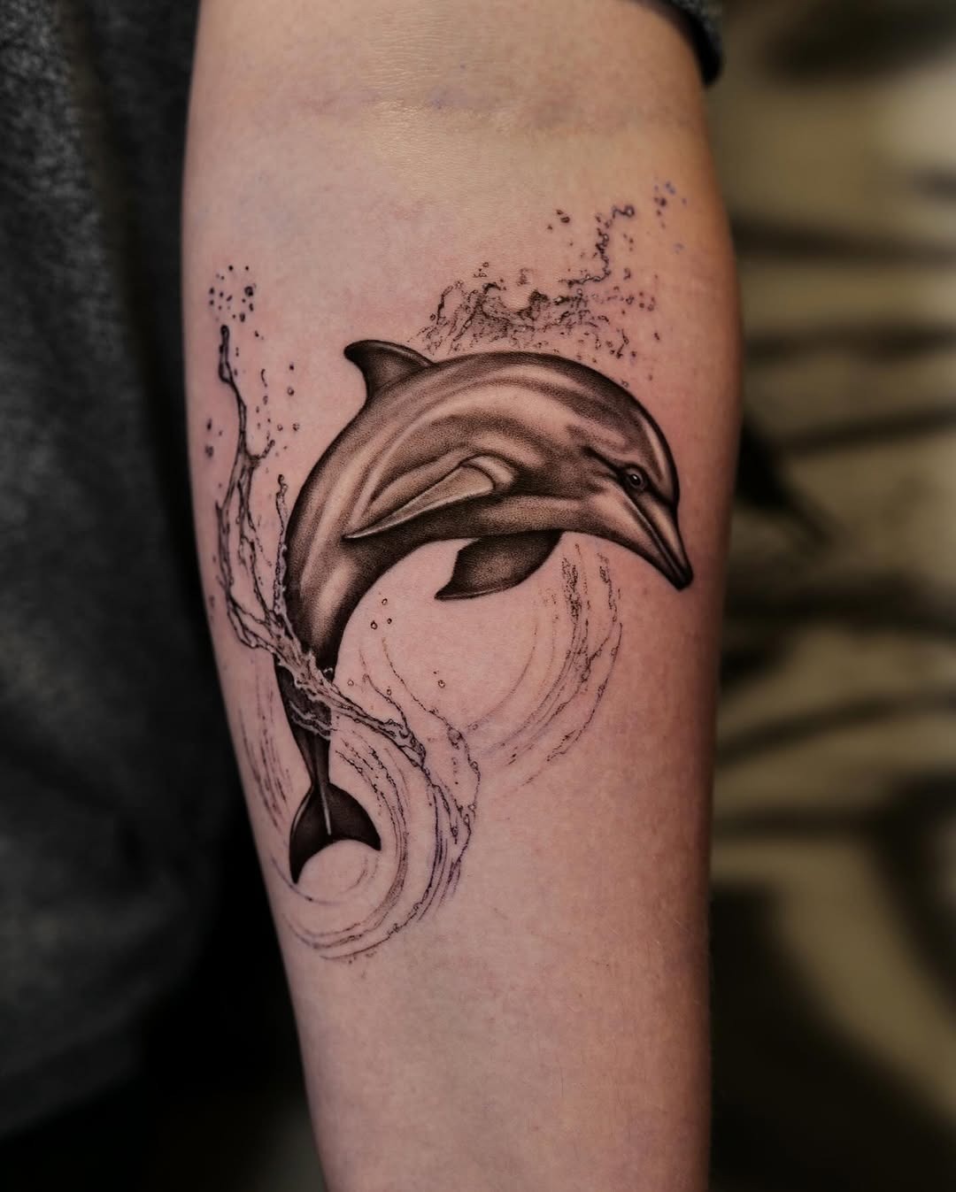 Elegant ankle dolphin tattoo design in motion Tattoo Design