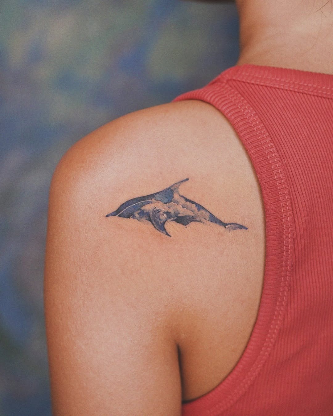Stunning blue watercolor dolphin tattoo design Tattoo Design