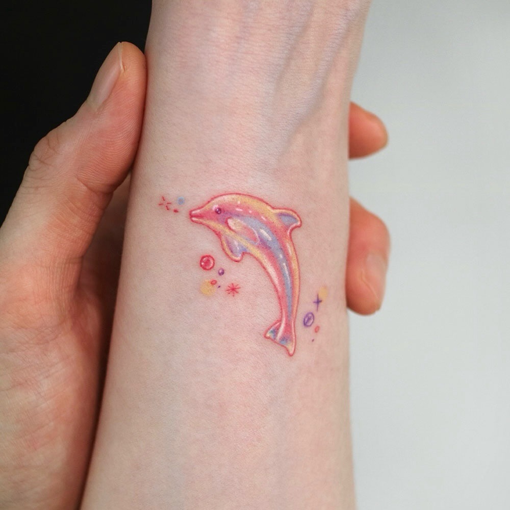 Stunning Realistic Dolphin Tattoo on Leg Tattoo Design
