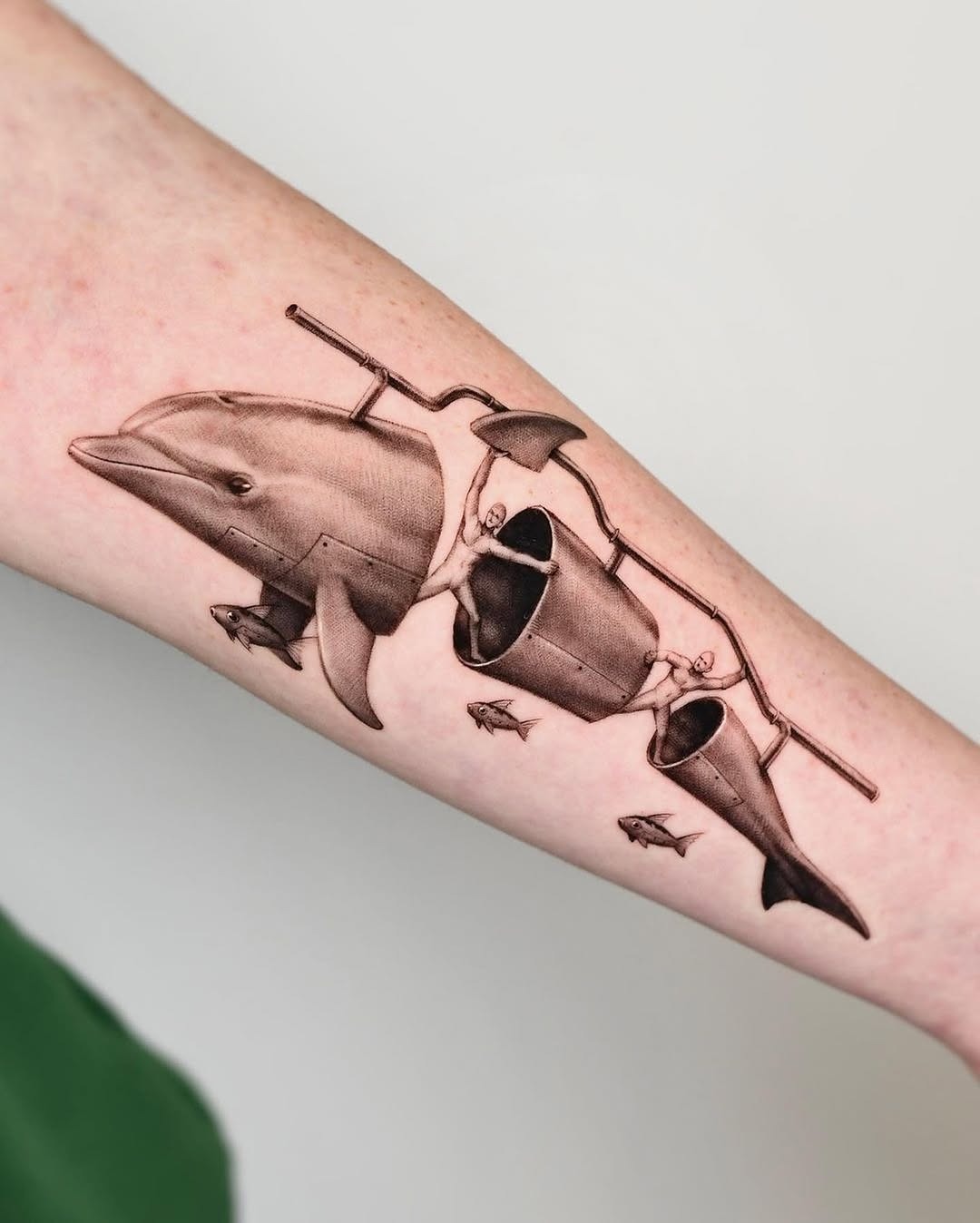 Vibrant dolphin tattoo with floral design Tattoo Design