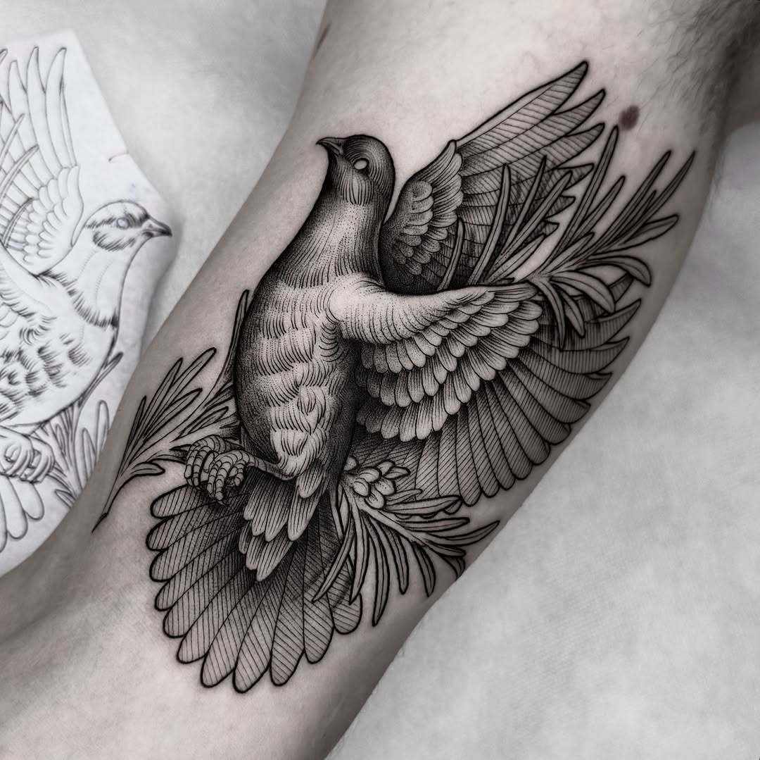 Elegant dove tattoo capturing freedom and peace Tattoo Design