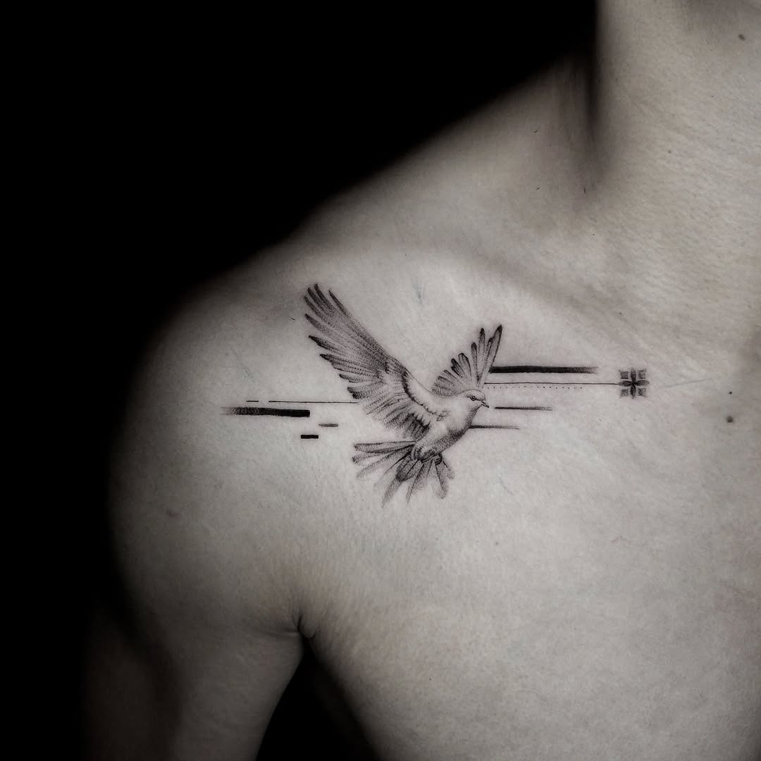 Elegant flying dove tattoo Artwork Tattoo Design
