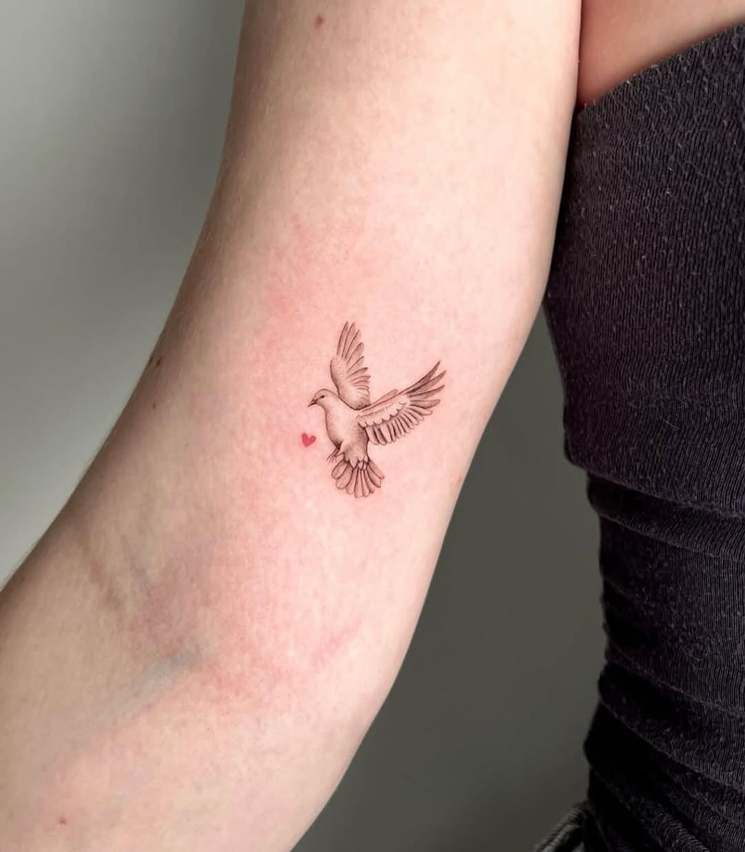 Elegantly soaring dove tattoo design with heart Tattoo Design