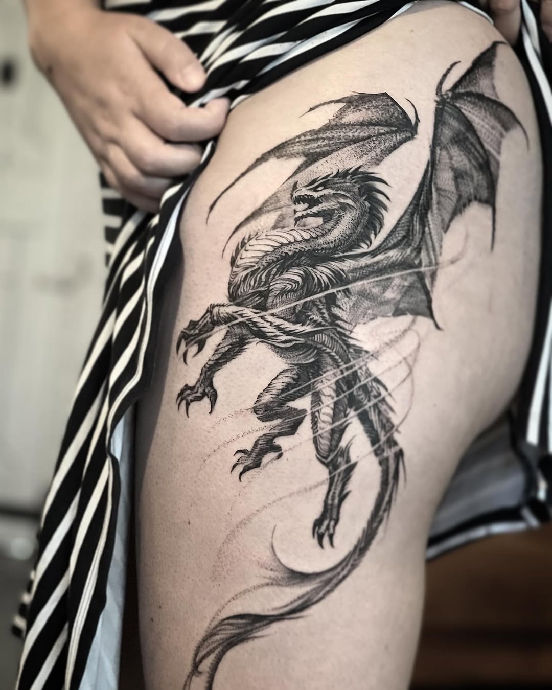 Epic dragon tattoo with intricate details Tattoo Design