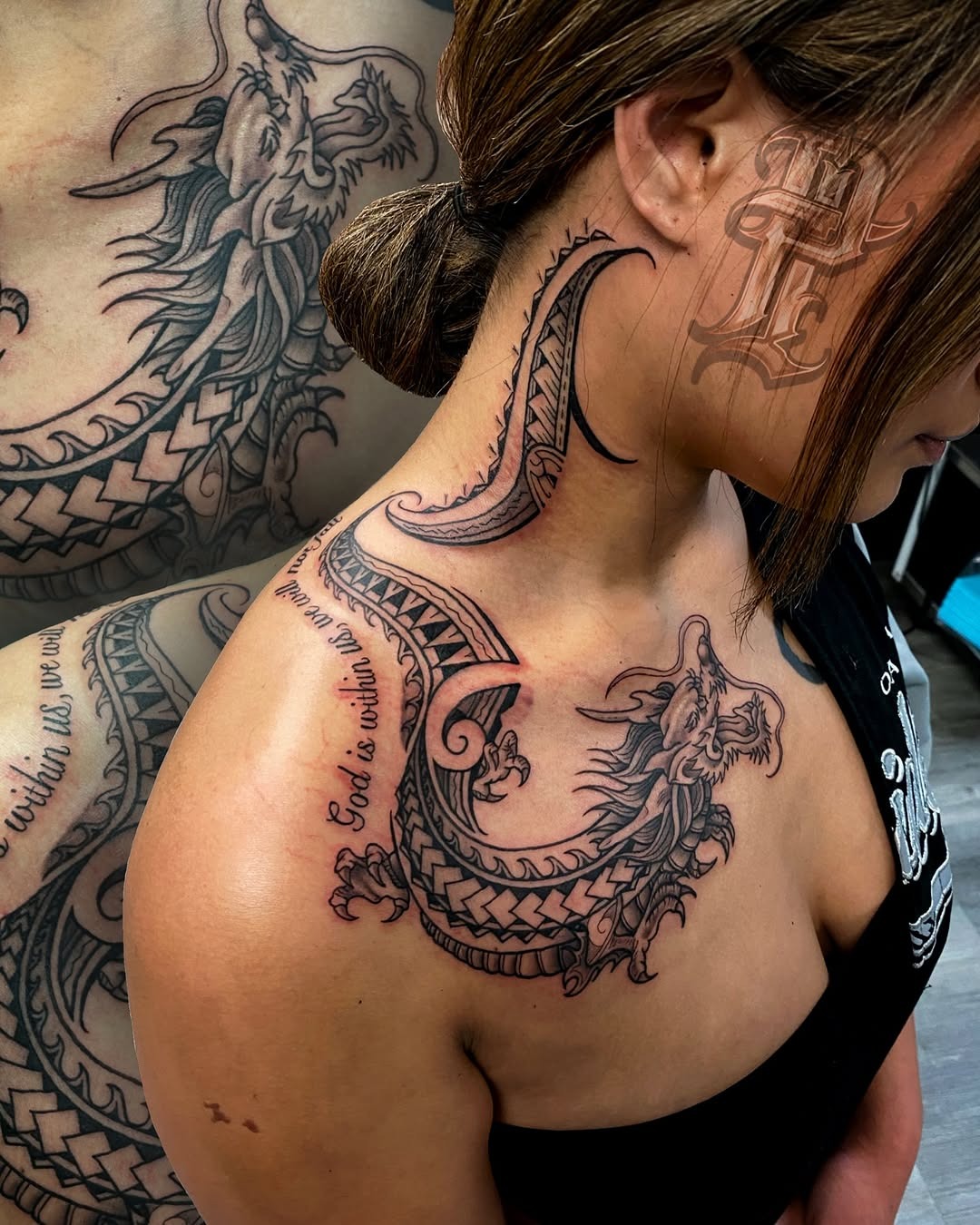 Intricate dragon tattoo with elegant details Tattoo Design