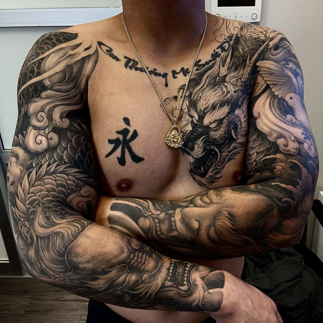 Intricate dragon tattoo with striking detail Tattoo Design