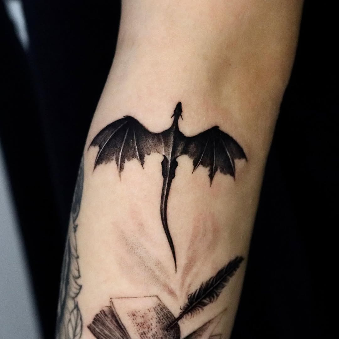 Stylized dragon tattoo evokes strength and mystery Tattoo Design