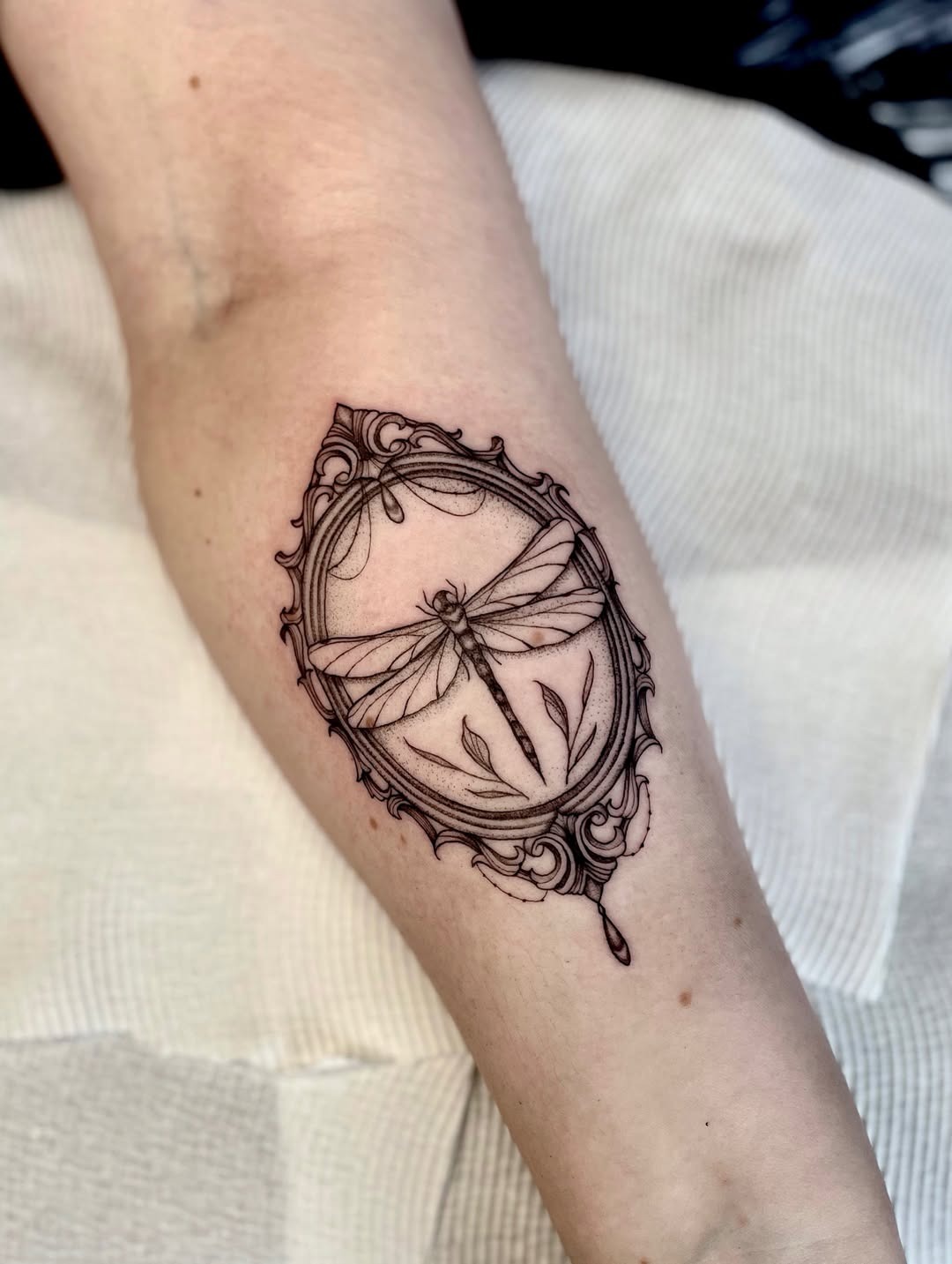 Dragonfly in Ornate Mirror Tattoo Tattoo Design