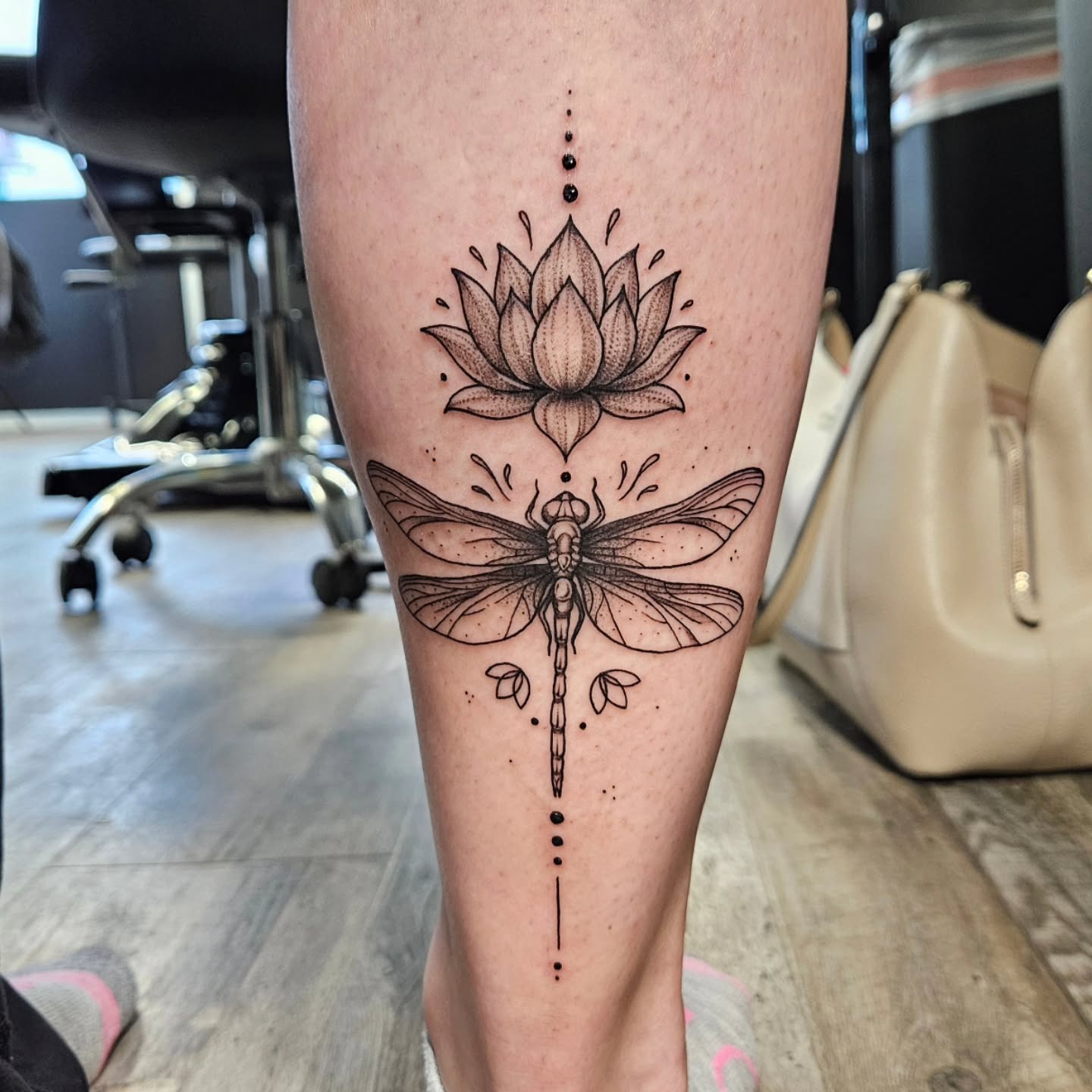 Lotus and Dragonfly Tattoo Tattoo Design