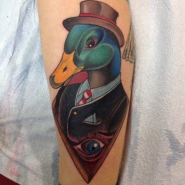 Dapper Mallard Gentleman Tattoo Design