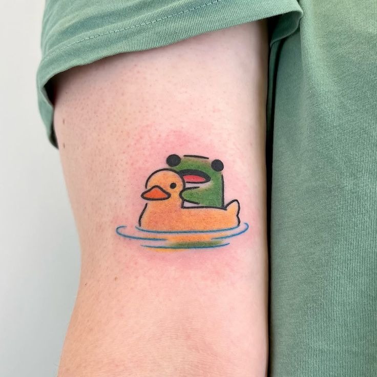 Frog and Rubber Duck Duo Tattoo Design