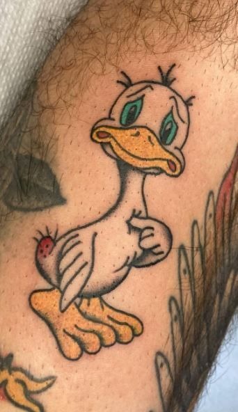 Funny Retro-Style Duck Tattoo Design