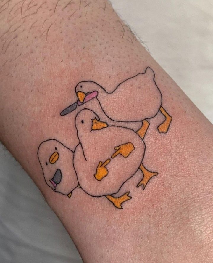 Silly Trio of Ducks Tattoo Design