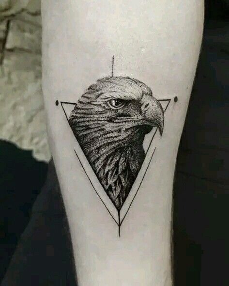 Geometric Eagle Head in Triangle Tattoo Design